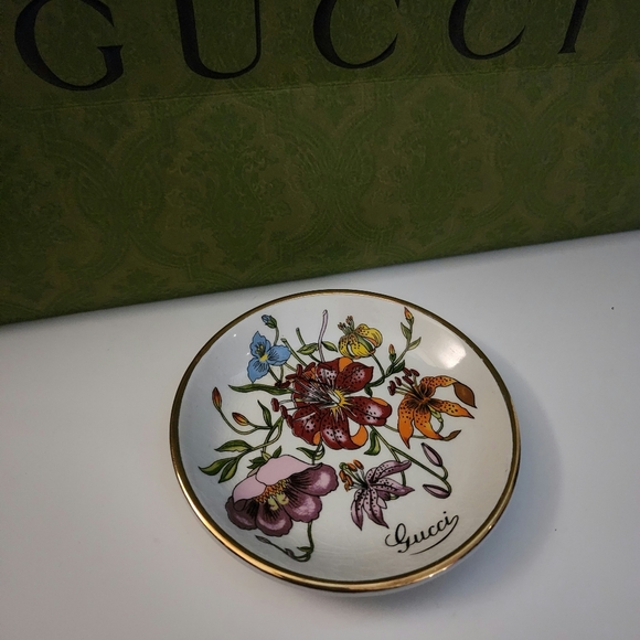 Rare Vintage x GUCCI Porcelain Floral Print Trinket Dish Ashtray - Picture 3 of 5